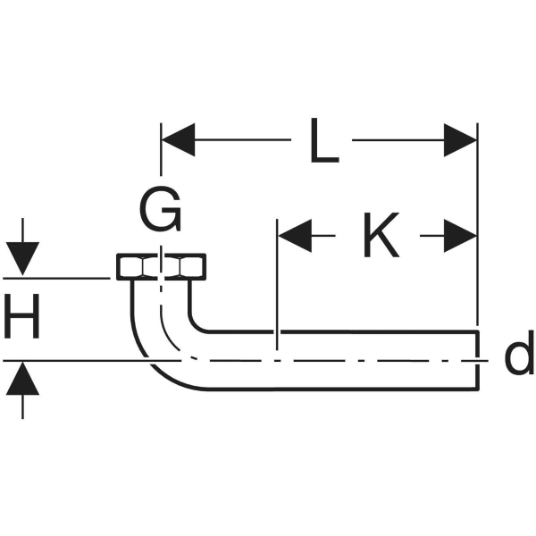 GEBERIT Anschlussbogen 90° mit Überwurfmutter #152.120.16.1