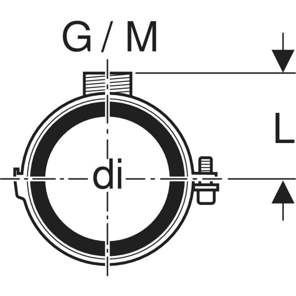 GEBERIT Silent-db20 Rohrschelle gedämmt, mit Gewindemuffe M10 / G 1/2" #307.812.26.1