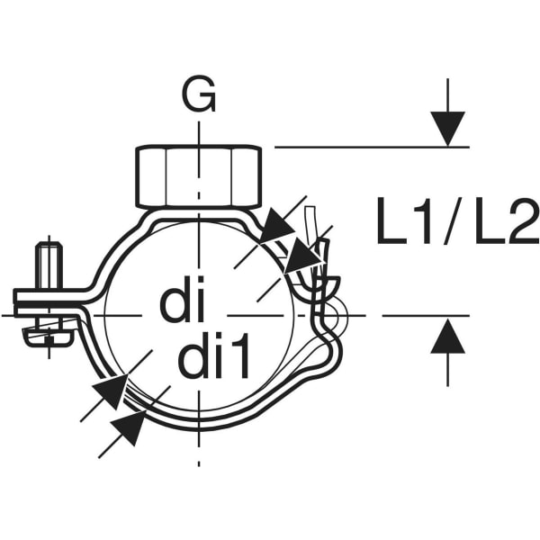 GEBERIT Rohrschelle mit Gewindemuffe G 3/4", verstellbar #361.842.00.1 - galvanisch verzinkt