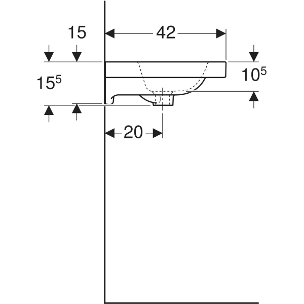 GEBERIT iCon Light Waschtisch verkürzte Ausladung #501.841.00.5 - weiß