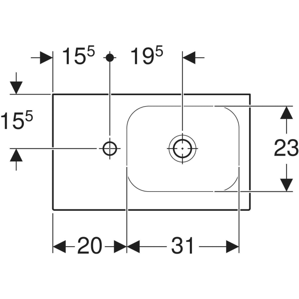 GEBERIT iCon Light Handwaschbecken mit Ablagefläche #501.833.00.1 - weiß