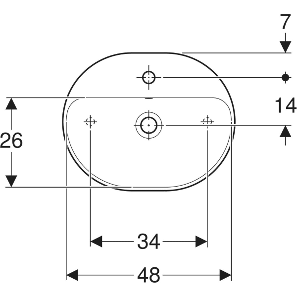 GEBERIT VariForm Aufsatzwaschtisch elliptisch, mit Hahnlochbank #500.775.01.2 - weiß