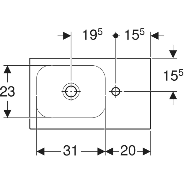 GEBERIT iCon Light Handwaschbecken mit Ablagefläche #501.832.00.1 - weiß