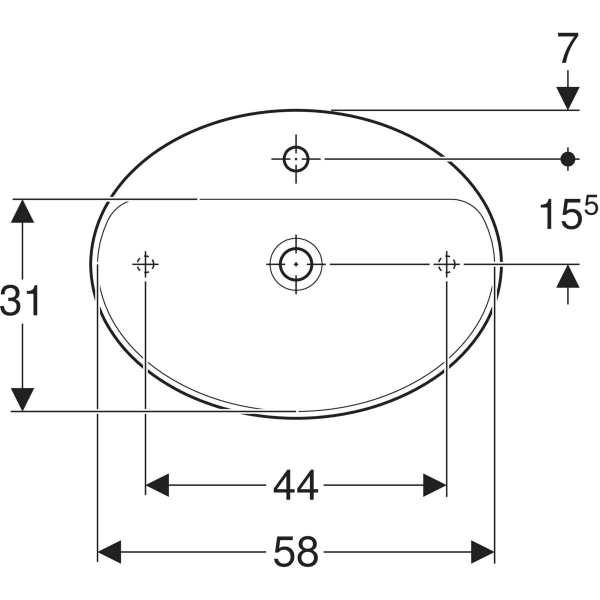 GEBERIT VariForm Aufsatzwaschtisch oval, mit Hahnlochbank #500.773.01.2 - weiß