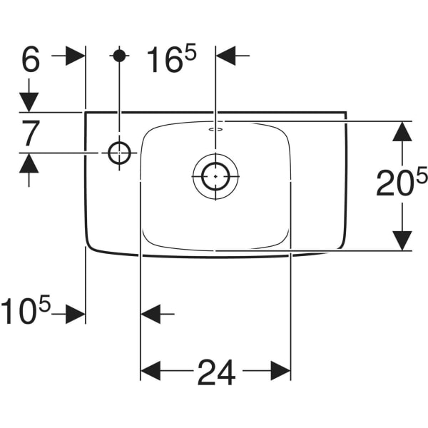 GEBERIT Renova Compact Handwaschbecken verkürzte Ausladung, mit Ablagefläche #501.731.01.1 - weiß