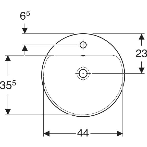 GEBERIT VariForm Einbauwaschtisch rund, mit Hahnlochbank #500.705.01.2 - weiß / Unterseite: glasiert