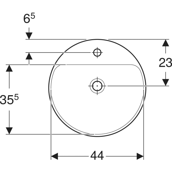 GEBERIT VariForm Einbauwaschtisch rund, mit Hahnlochbank #500.707.01.2 - weiß / Unterseite: glasiert