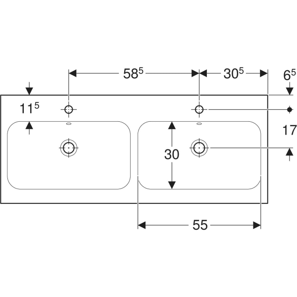 GEBERIT iCon Light Doppelwaschtisch #501.838.00.2 - weiß / KeraTect
