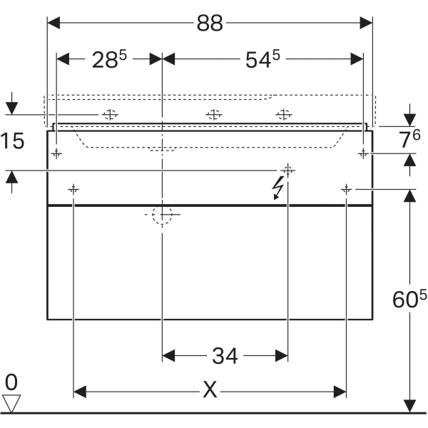 GEBERIT Xeno² Unterschrank für Waschtisch mit Ablagefläche, mit zwei Schubladen #500.515.01.1 - weiß / lackiert hochglänzend