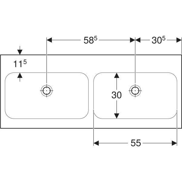 GEBERIT iCon Light Doppelwaschtisch #501.838.00.8 - weiß / KeraTect