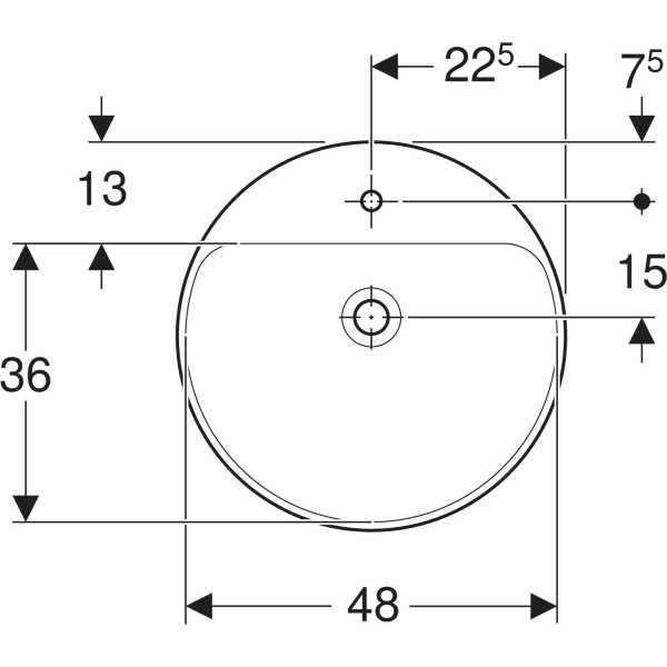 GEBERIT VariForm Halbeinbauwaschtisch rund #500.782.00.2 - weiß / KeraTect