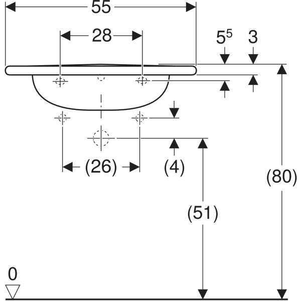 GEBERIT Vitalis Waschtisch barrierefrei #501.542.01.1 - weiß
