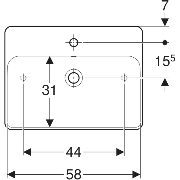 GEBERIT VariForm Aufsatzwaschtisch rechteckig, mit Hahnlochbank #500.780.00.2 - weiß / KeraTect