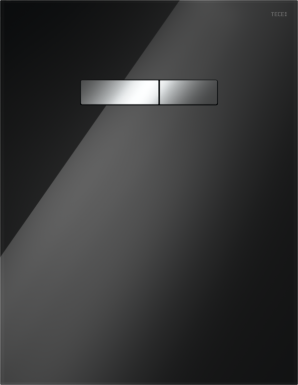 TECE TECElux Betätigungsglasplatte mit manueller Betätigung, Glas schwarz glänzend, Tasten Chrom glänzend #9650004