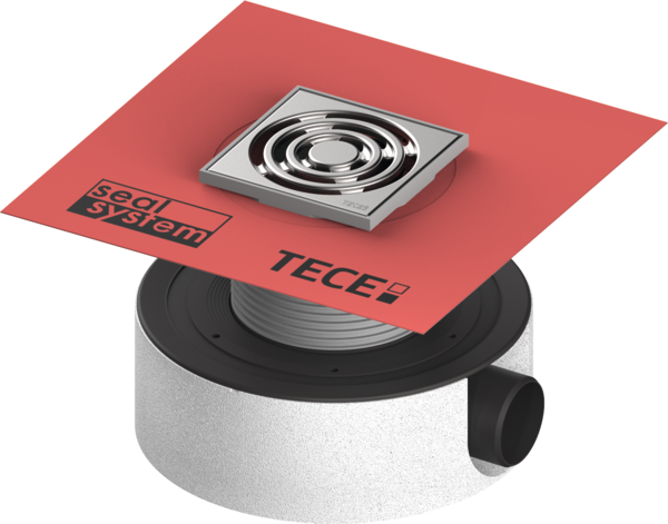 TECE TECEdrainpoint S 114 Ablaufset superflach mit werkseitig angebrachter Seal System Dichtmanschette #3601104