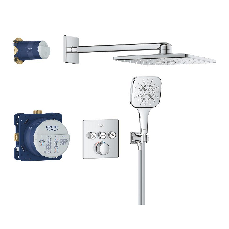 GROHE Grohtherm SmartControl Duschsystem Unterputz mit Rainshower SmartActive 310 Cube #34864000 - chrom