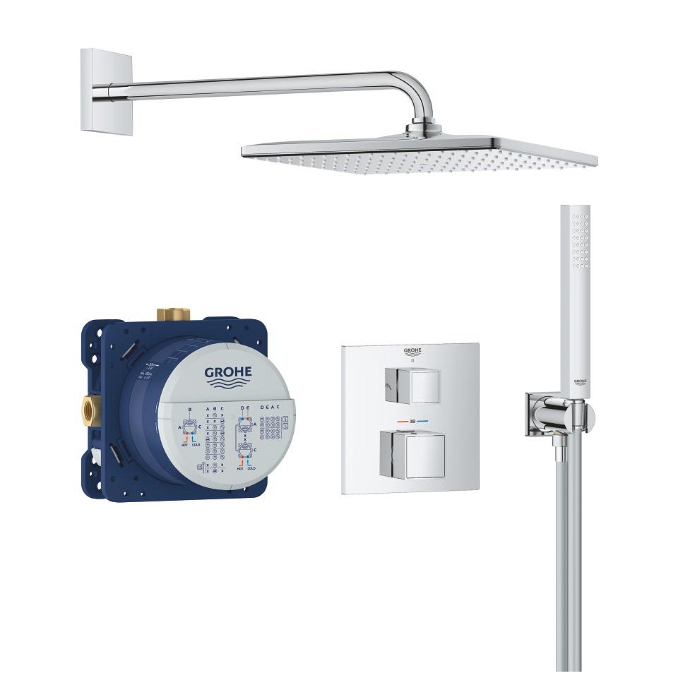 GROHE Grohtherm Cube Duschsystem Unterputz mit Rainshower Mono 310 Cube #34868000 - chrom