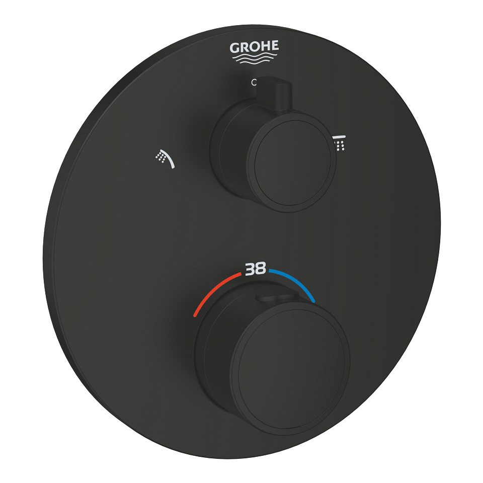 GROHE Grohtherm Thermostat-Brausebatterie mit integrierter 2-Wege-Umstellung #1022082430 - matt black