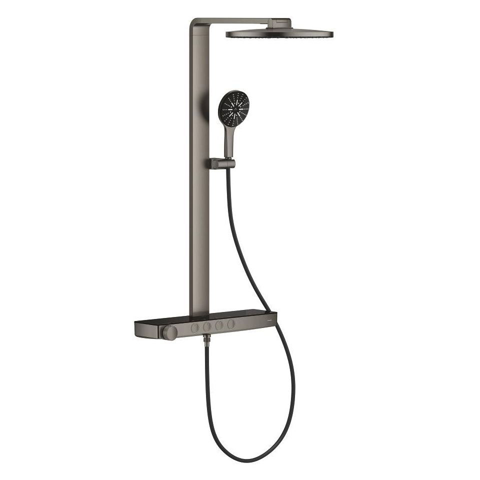 GROHE Rainshower Aqua Pure Duschsystem mit Thermostatbatterie für die Wandmontage #100964AL00 - hard graphite gebürstet