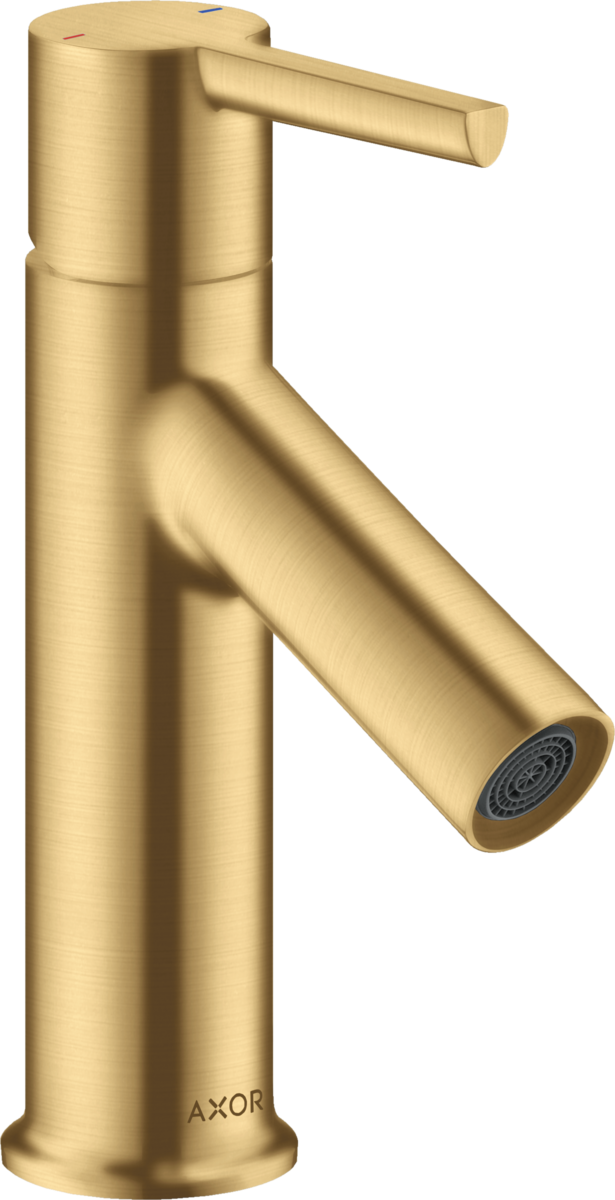 HANSGROHE AXOR Starck Einhebel-Waschtischmischer 80 mit Hebelgriff für Handwaschbecken mit Zugstangen-Ablaufgarnitur #10102250 - Brushed Gold Optic