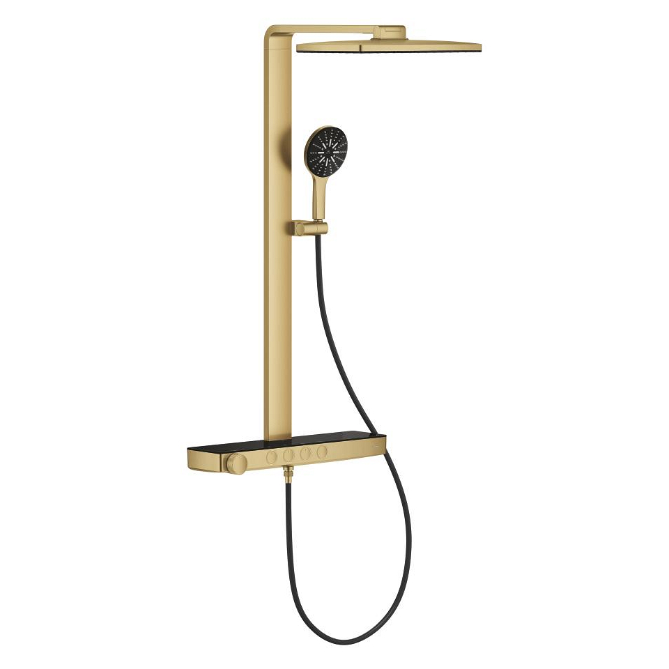 GROHE Rainshower Aqua Pure Duschsystem mit Thermostatbatterie für die Wandmontage #100962GN00 - cool sunrise gebürstet