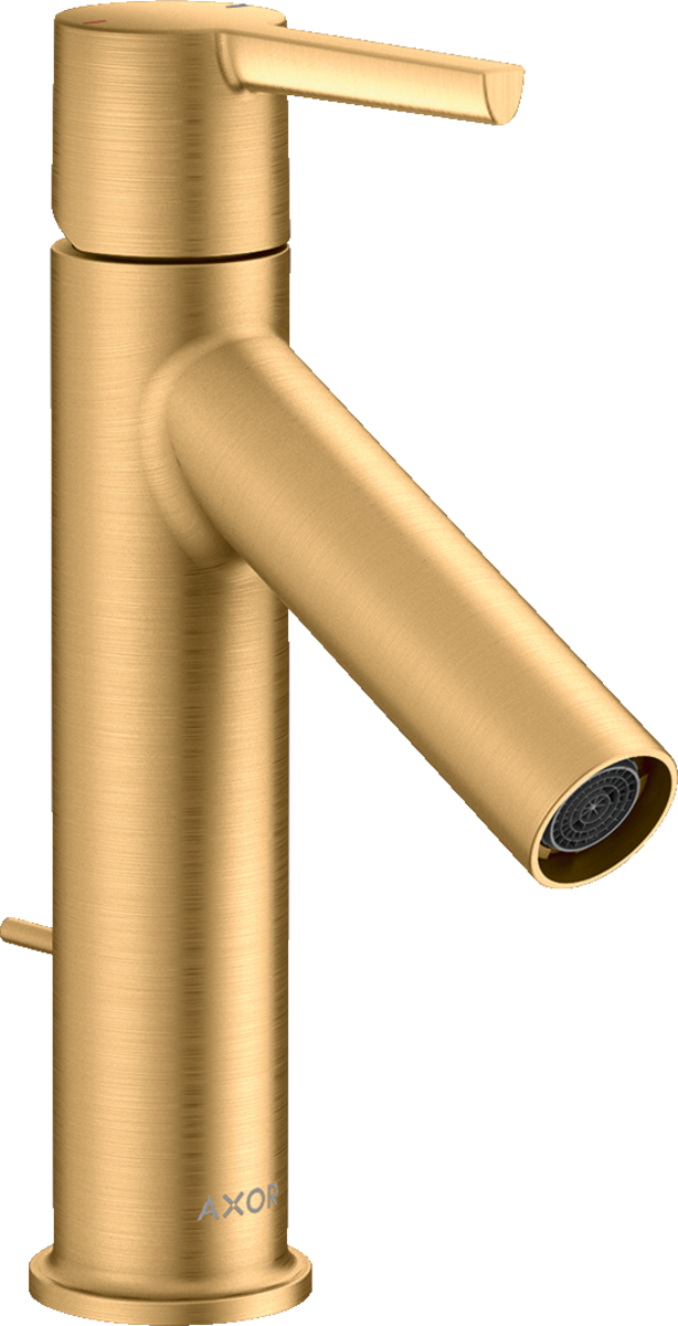 HANSGROHE AXOR Starck Einhebel-Waschtischmischer 100 mit Hebelgriff und Zugstangen-Ablaufgarnitur #10001950 - Brushed Brass