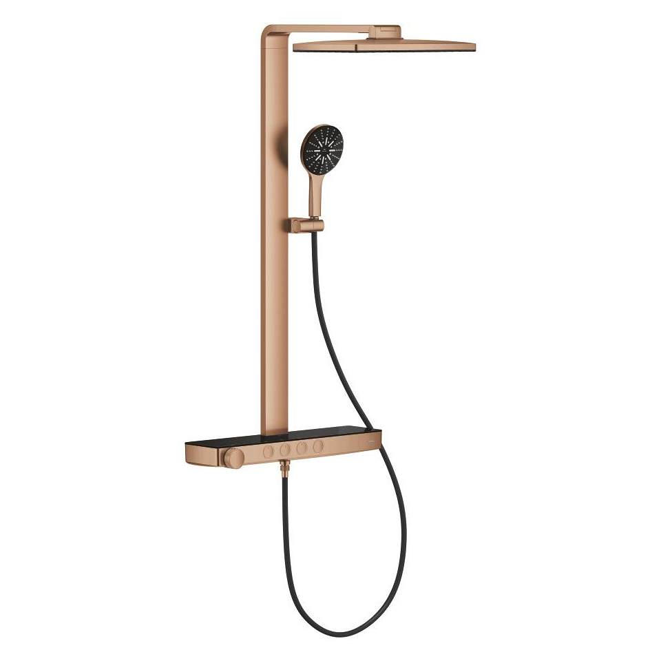 GROHE Rainshower Aqua Pure Duschsystem mit Thermostatbatterie für die Wandmontage #100962DL00 - warm sunset gebürstet
