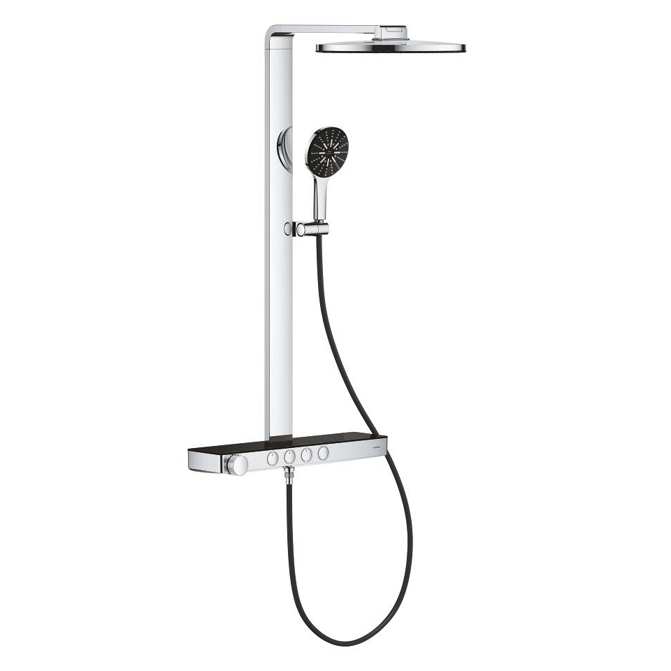 GROHE Rainshower Aqua Pure Duschsystem mit Thermostatbatterie für die Wandmontage #100964KI00 - schwarz/chrom