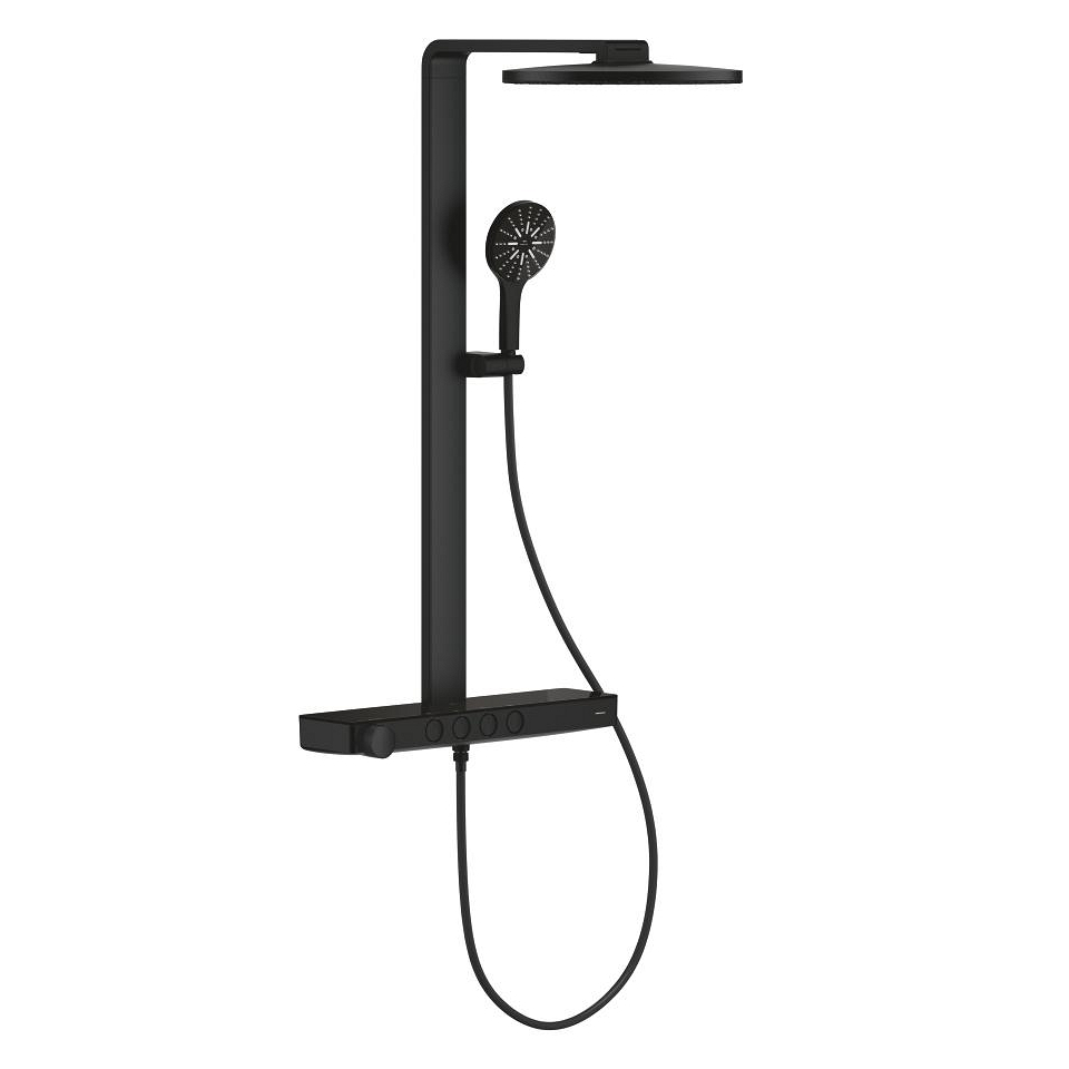 GROHE Rainshower Aqua Pure Duschsystem mit Thermostatbatterie für die Wandmontage #100964KF00 - phantom black