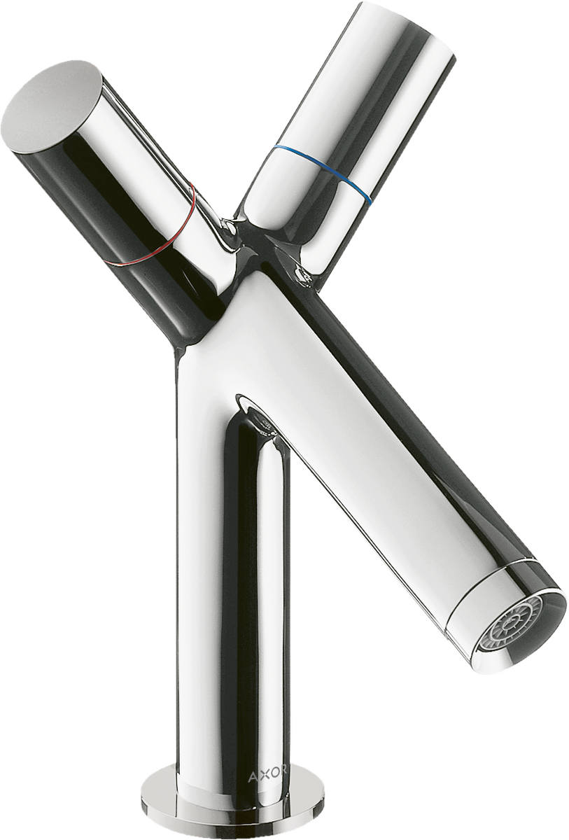 HANSGROHE AXOR Starck 2-Griff Waschtischarmatur 80 mit Zugstangen-Ablaufgarnitur #10030340 - Brushed Black Chrome