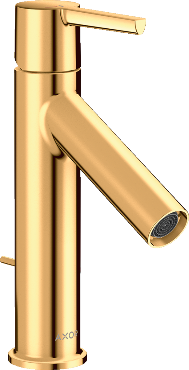 HANSGROHE AXOR Starck Einhebel-Waschtischmischer 100 CoolStart mit Hebelgriff und Zugstangen-Ablaufgarnitur #10007990 - Polished Gold Optic