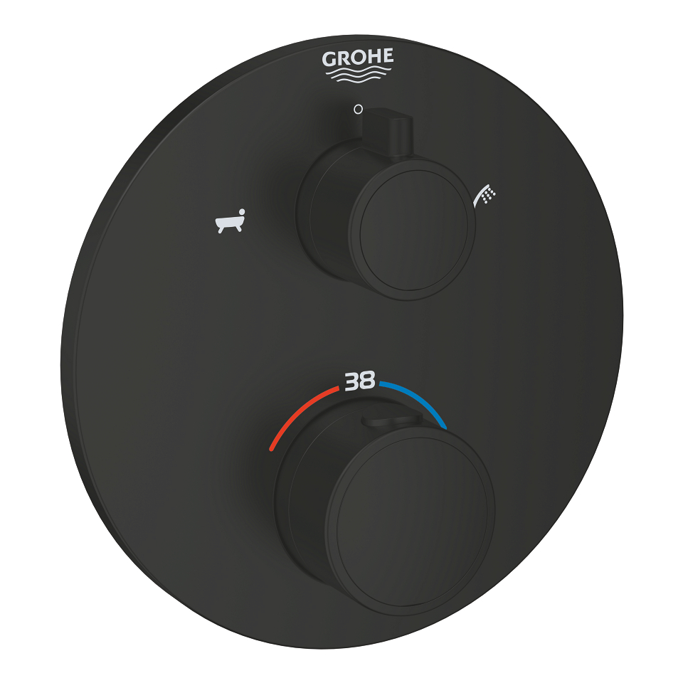 GROHE Grohtherm Thermostat-Wannenbatterie mit integrierter 2-Wege-Umstellung #1022102430 - matt black