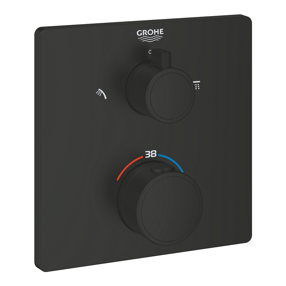 GROHE Grohtherm Thermostat-Brausebatterie mit integrierter 2-Wege-Umstellung #1022092430 - matt black