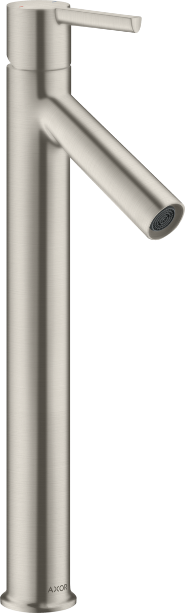 HANSGROHE AXOR Starck Einhebel-Waschtischmischer 250 mit Hebelgriff für Aufsatzwaschtische mit Ablaufgarnitur #10103800 - Edelstahl Optic
