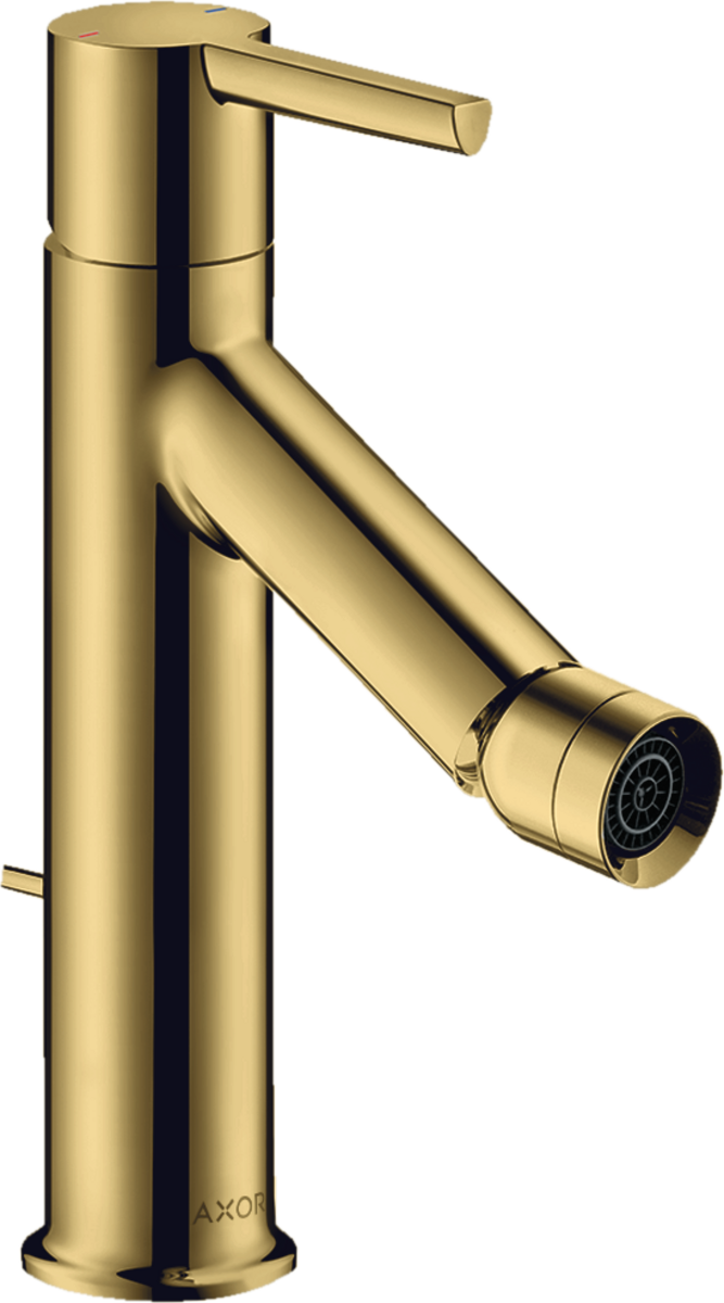 HANSGROHE AXOR Starck Einhebel-Bidetmischer mit Hebelgriff und Zugstangen-Ablaufgarnitur #10214990 - Polished Gold Optic