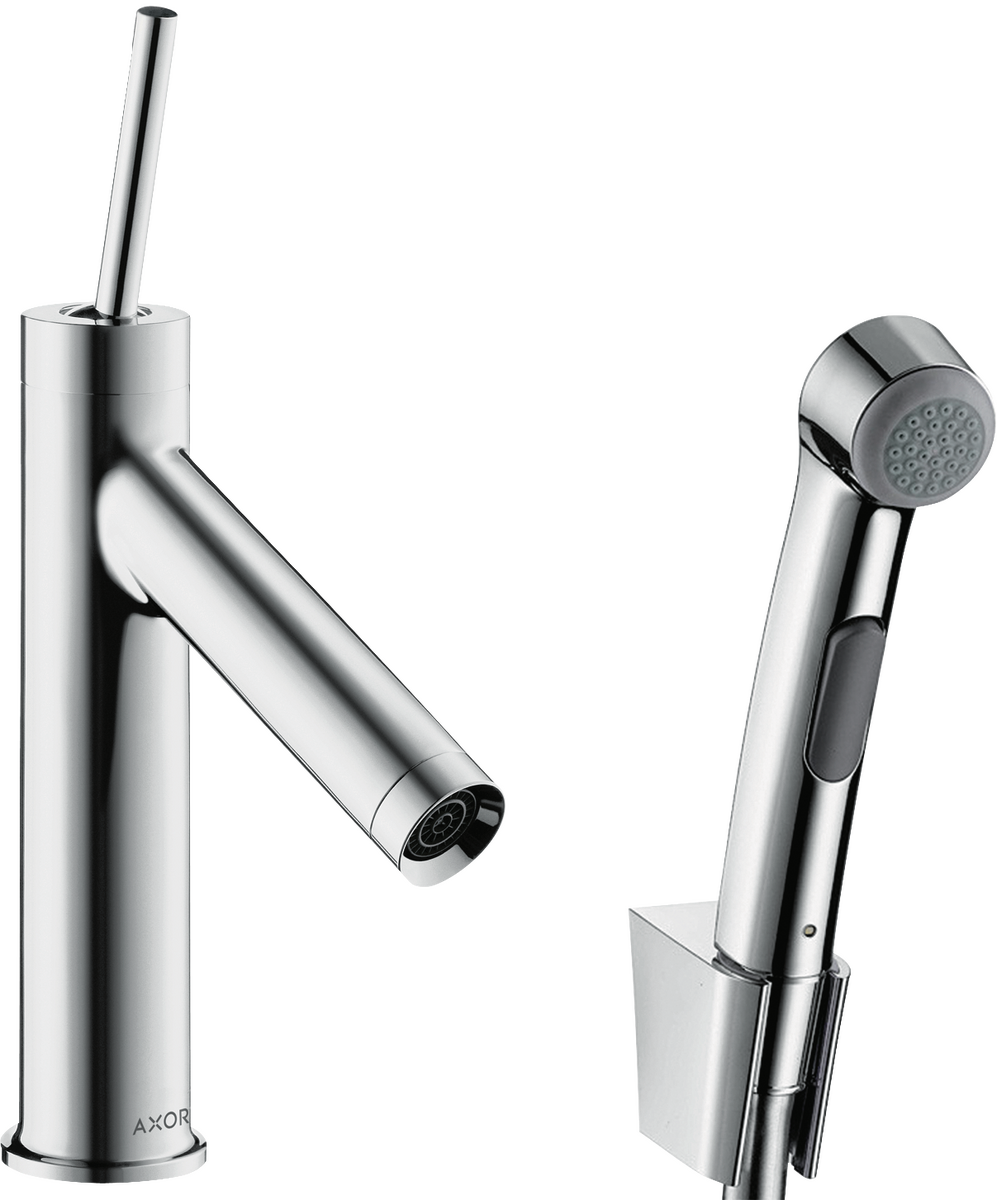 HANSGROHE AXOR Starck Einhebel-Waschtischmischer 90 mit Bidette Handbrause und Brauseschlauch 1,60 m #10300000 - Chrom