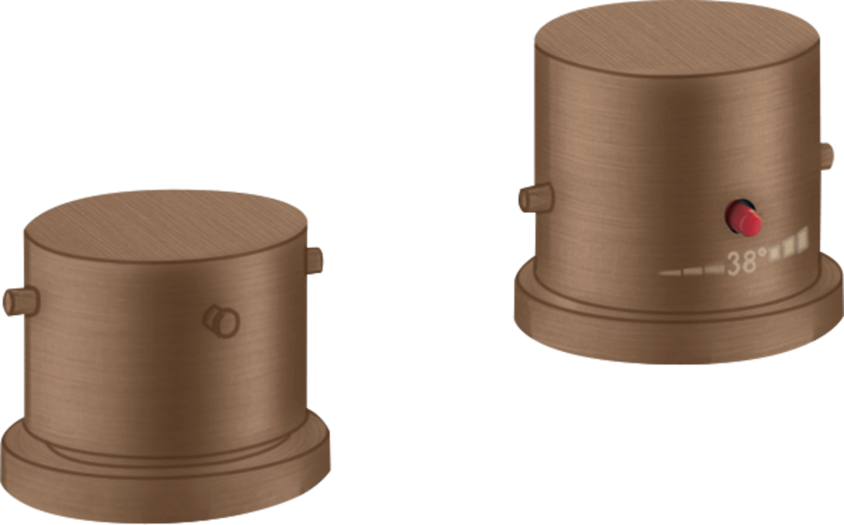 HANSGROHE AXOR Starck 2-Loch Wannenrandarmatur mit Thermostat und Zerogriffen #10480310 - Brushed Red Gold