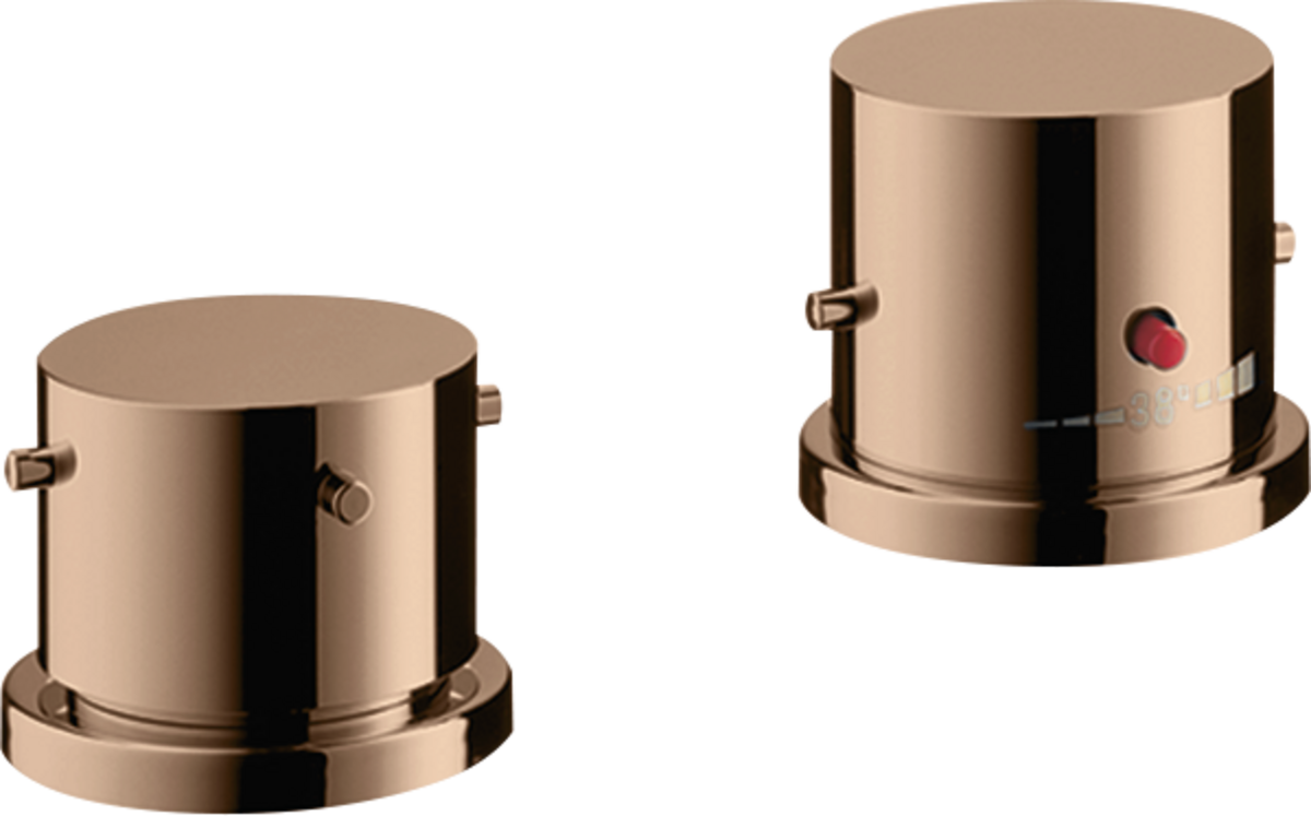 HANSGROHE AXOR Starck 2-Loch Wannenrandarmatur mit Thermostat und Zerogriffen #10480300 - Polished Red Gold