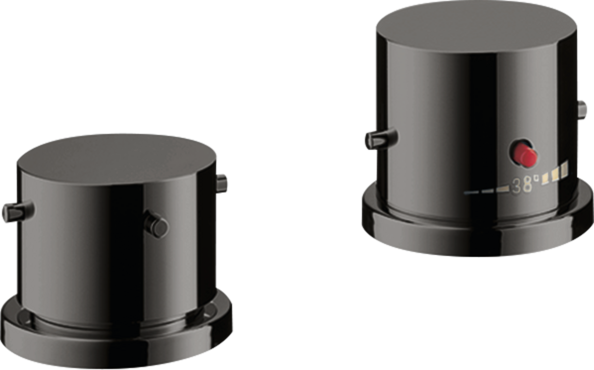 HANSGROHE AXOR Starck 2-Loch Wannenrandarmatur mit Thermostat und Zerogriffen #10480330 - Polished Black Chrome