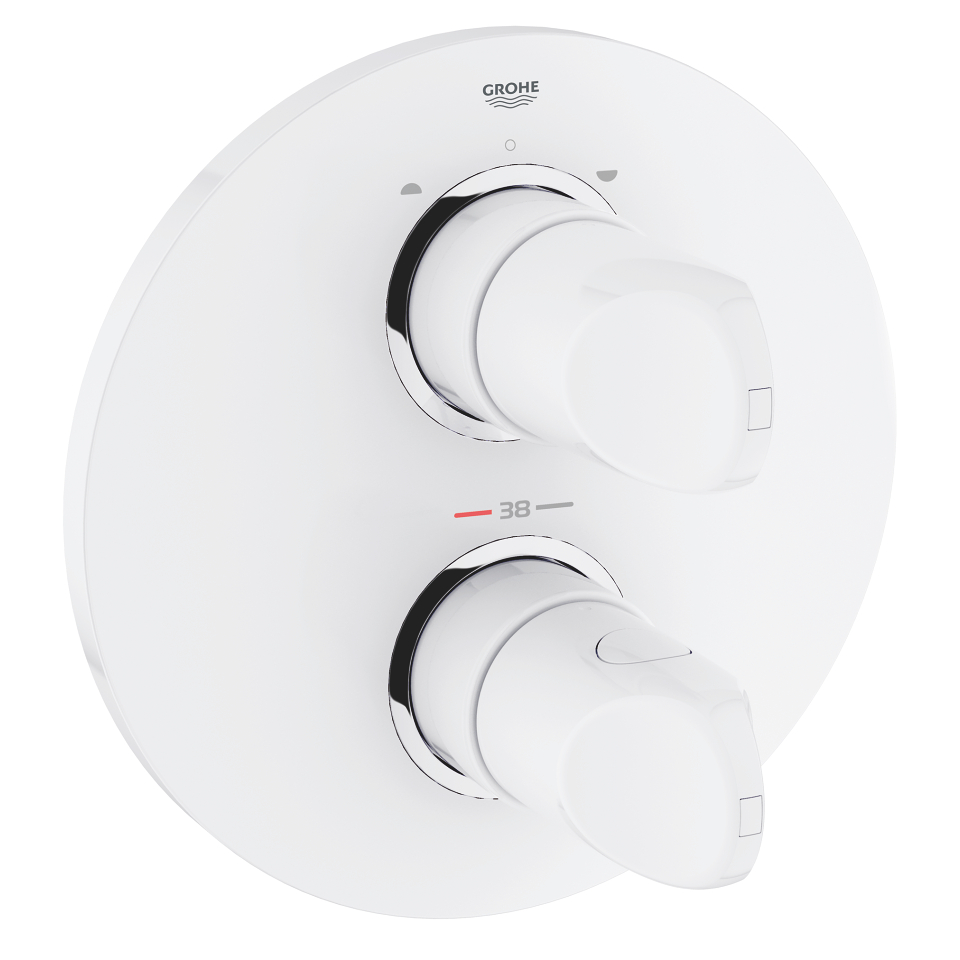 GROHE Veris Thermostat mit integrierter 2-Wege-Umstellung für Wanne oder Dusche mit mehr als einer Brause #19364LS0 - moon white