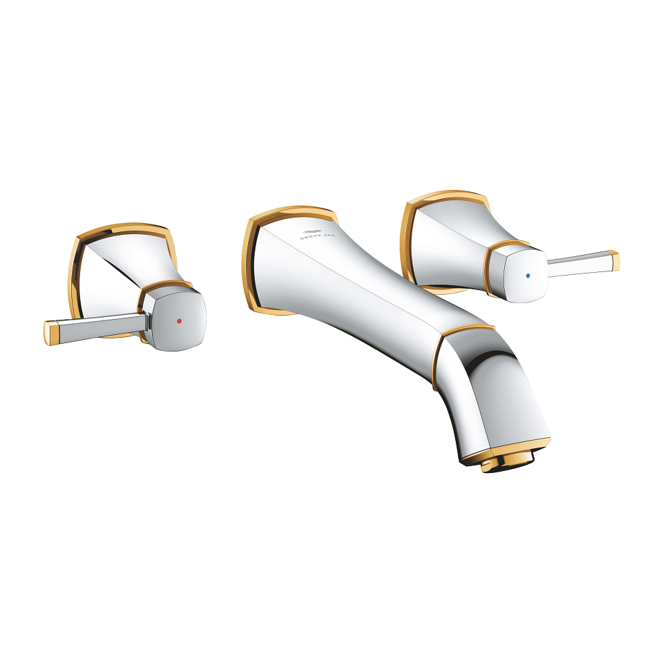 GROHE Grandera 3-Loch Waschtischbatterie, 1/2″ L-Size #20623IG0 - chrom/gold
