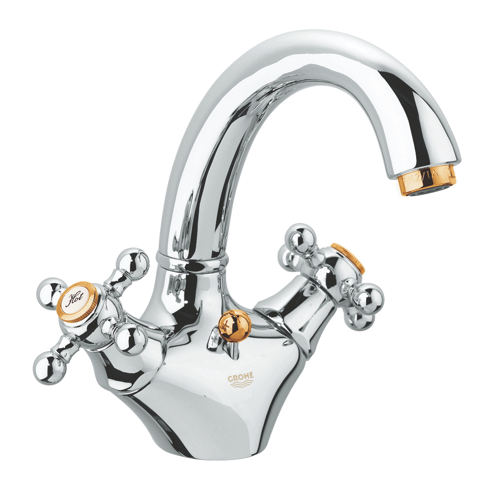 GROHE Sinfonia Waschtisch-Einlochbatterie, 1/2″ #21014IG0 - chrom/gold