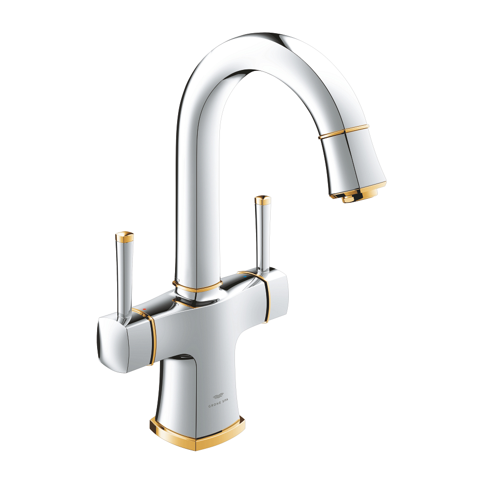 GROHE Grandera Zweigriff-Waschtischbatterie, 1/2″ L-Size #20666IG0 - chrom/gold