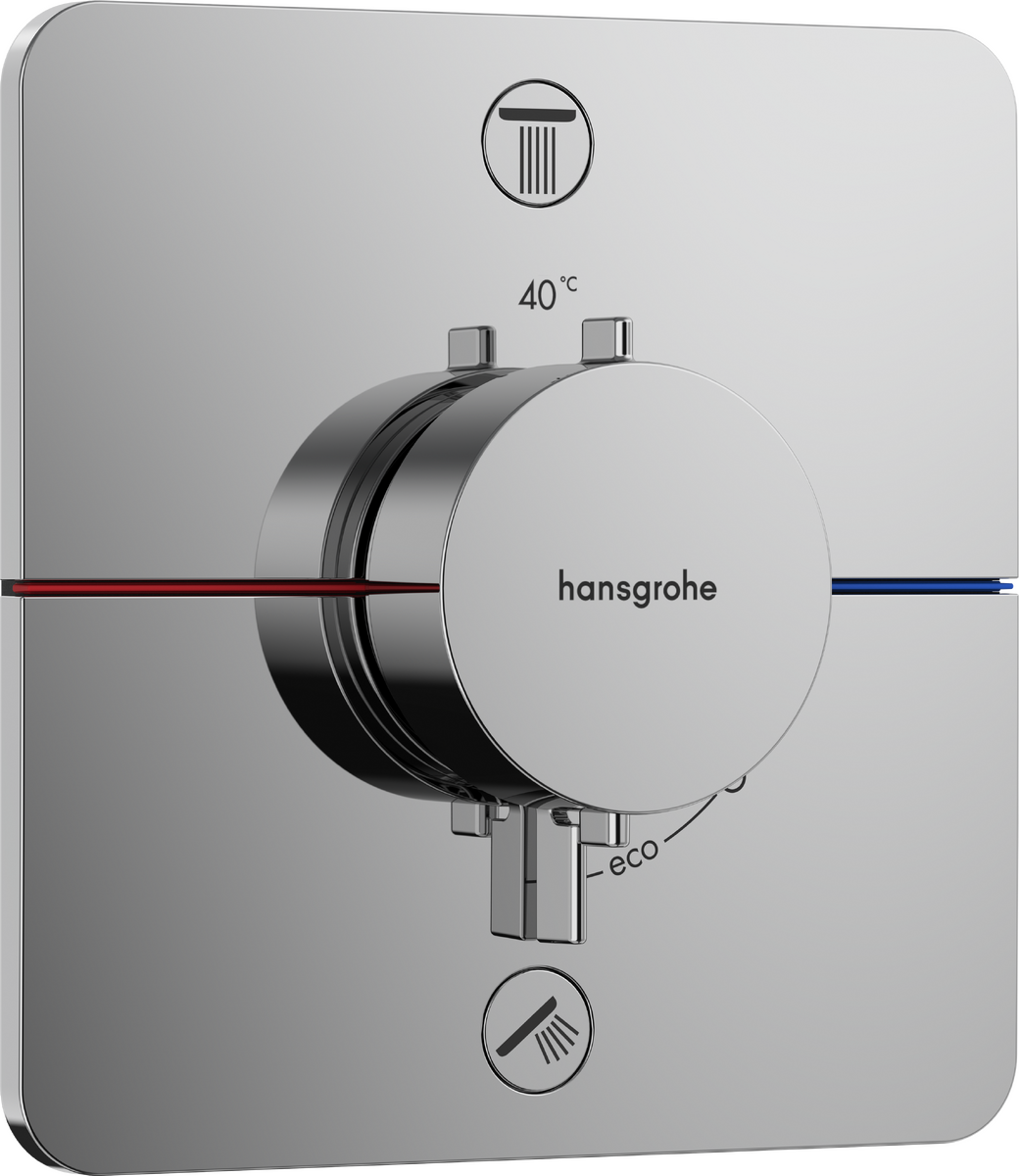 HANSGROHE ShowerSelect Comfort Q Thermostat Unterputz für 2 Verbraucher mit integrierter Sicherungskombination nach EN1717 #15586000 - Chrom