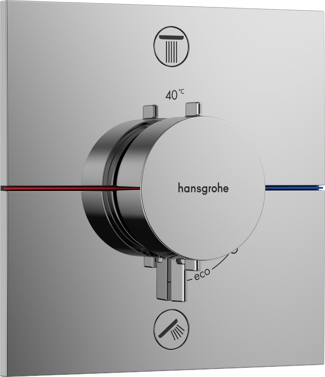 HANSGROHE ShowerSelect Comfort E Thermostat Unterputz für 2 Verbraucher mit integrierter Sicherungskombination nach EN1717 #15578000 - Chrom