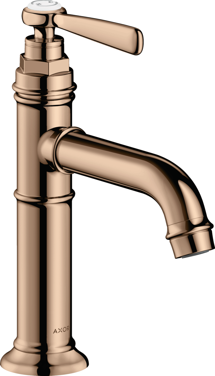 HANSGROHE AXOR Montreux Einhebel-Waschtischmischer 100 mit Hebelgriff und Ablaufgarnitur #16516300 - Polished Red Gold