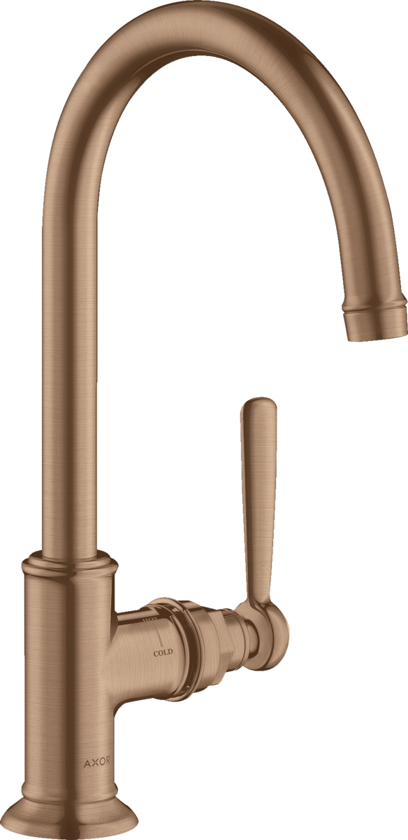 HANSGROHE AXOR Montreux Einhebel-Waschtischmischer 210 mit Hebelgriff und Ablaufgarnitur #16518310 - Brushed Red Gold