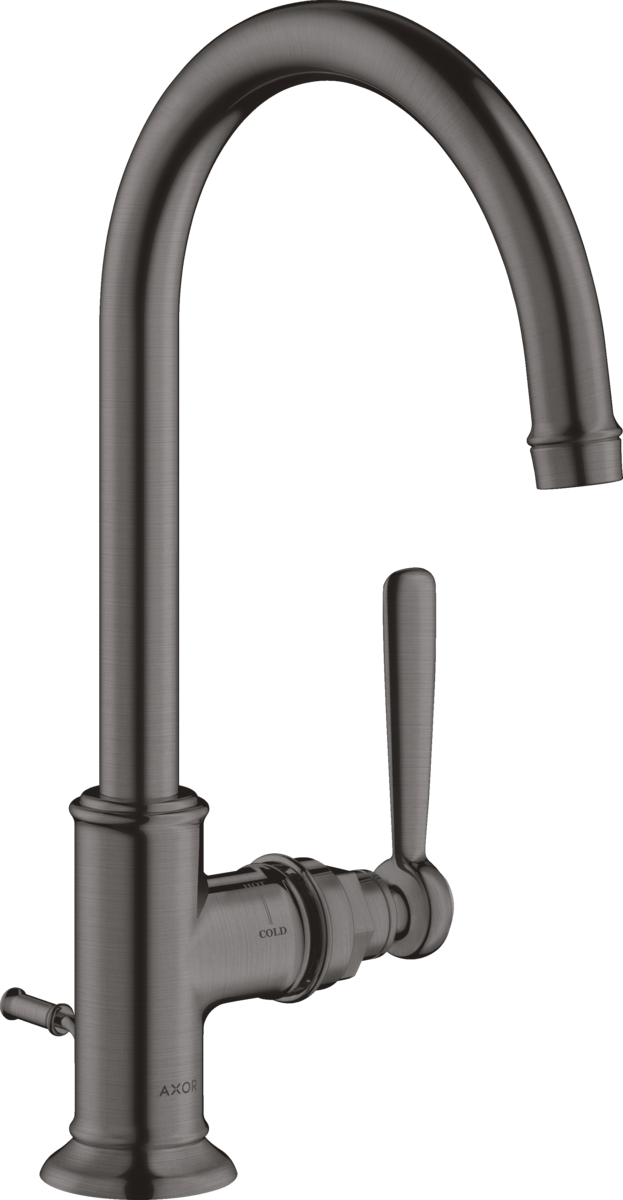 HANSGROHE AXOR Montreux Einhebel-Waschtischmischer 210 mit Hebelgriff und Zugstangen-Ablaufgarnitur #16517340 - Brushed Black Chrome