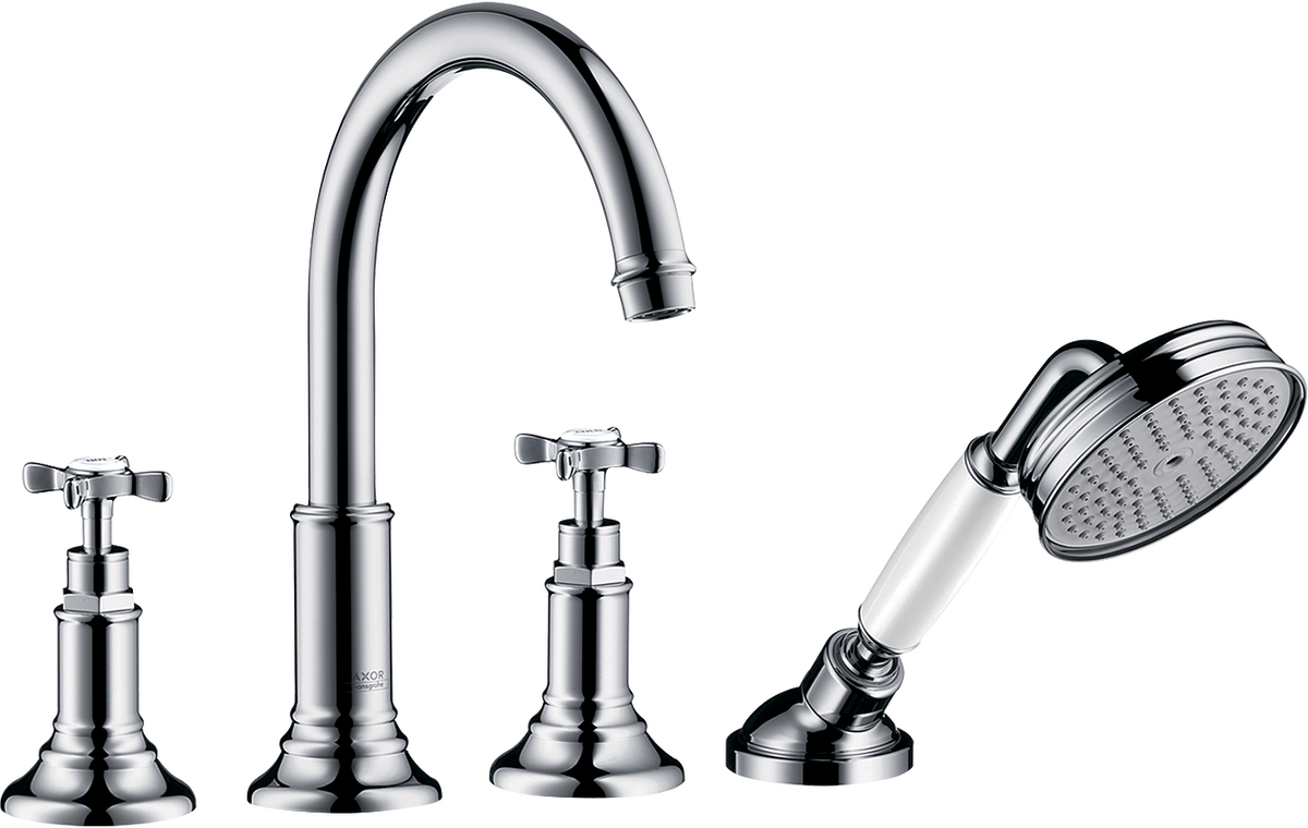 HANSGROHE AXOR Montreux 4-Loch Fliesenrandarmatur mit Kreuzgriffen #16544000 - Chrom