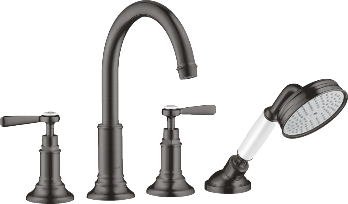 HANSGROHE AXOR Montreux 4-Loch Wannenrandarmatur mit Hebelgriffen #16550340 - Brushed Black Chrome